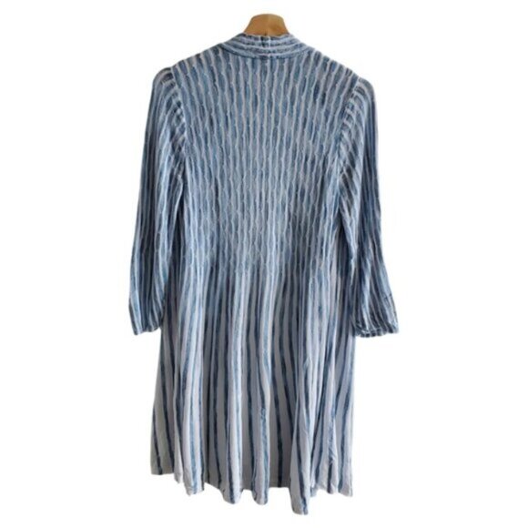 Chico's Travelers Blue and White Draped Cardigan Size (1) Medium - Picture 2 of 6